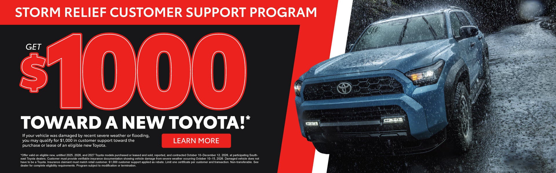 Storm Relief get $1000 toward a new Toyota