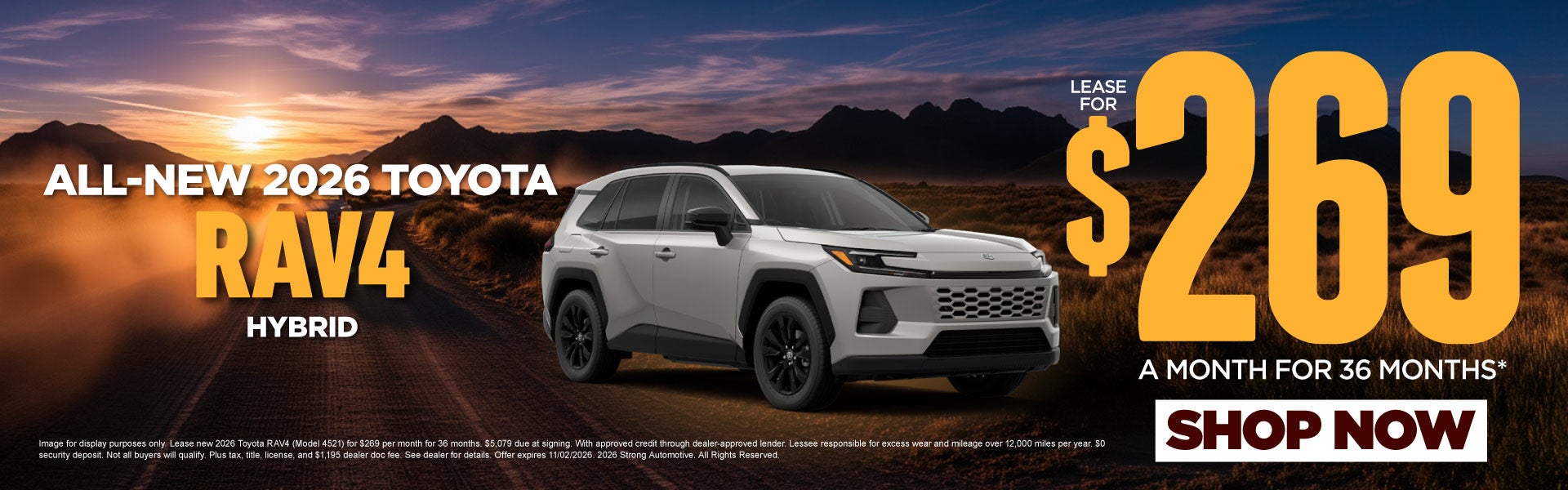 All-New 2026 Toyota RAV4 Hybrid	$269/mo for 36 months